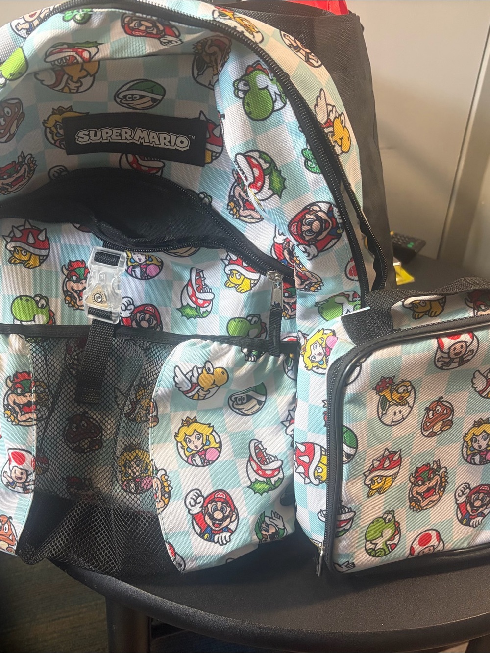 Nintendo Light Blue Super Mario Kids Backpack and Lunchbox Set